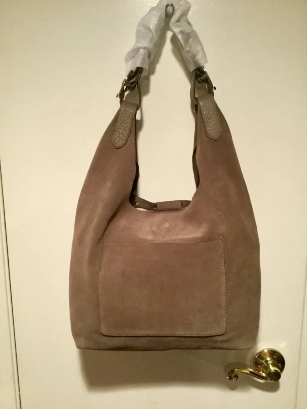 DKNY Wes Desert Beige Studded Suede Hobo Purse Handbag NWT $498